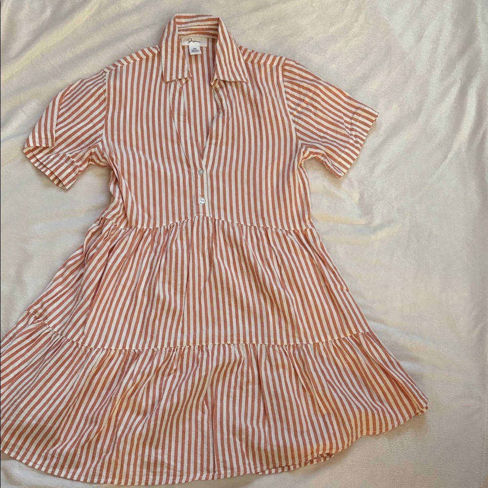 Striped Button-Down Dress XS
